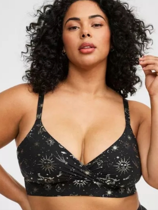 torrid Other - Torrid Black Celestial Metallic Gold Print Surplice Bralette